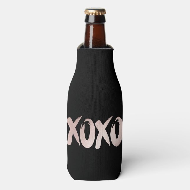 XOXO Blush Pink | Hand Lettered Brush Script Bottle Cooler (Bottle Front)