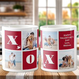 XOXO Bold Modern 5 Photo Happy Valentines Day Coffee Mug