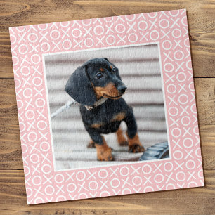 XOXO Brushstroke Custom Dog Photo Pink Modern Jigsaw Puzzle