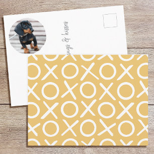 XOXO Brushstroke Custom Dog Photo Yellow Modern Postcard