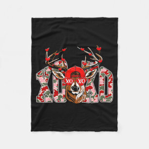 Xoxo Camo Buck Deer Hunting Valentine's Day Boys K Fleece Blanket