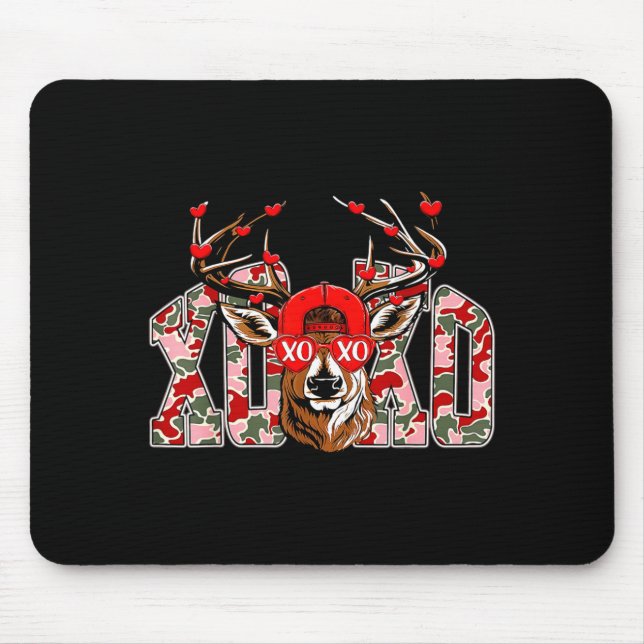 Xoxo Camo Buck Deer Hunting Valentine's Day Boys K Mouse Pad (Front)