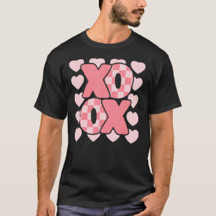 XoXo Checked Printed Groovy Heart Valentine's Day T-Shirt