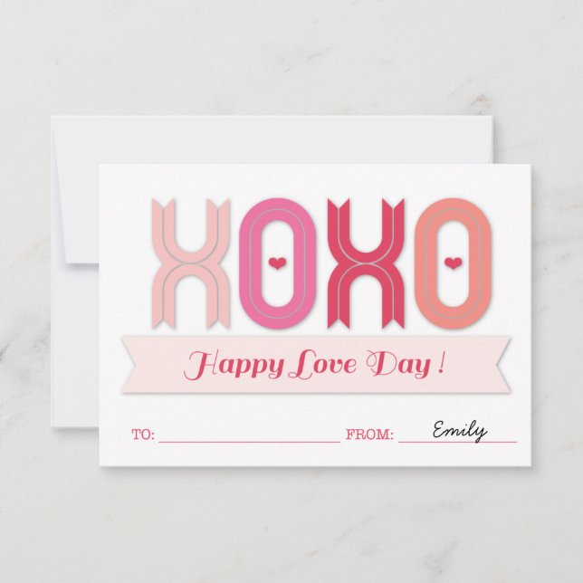 XOXO Classroom School Kids Valentine's Day Cards (Front)