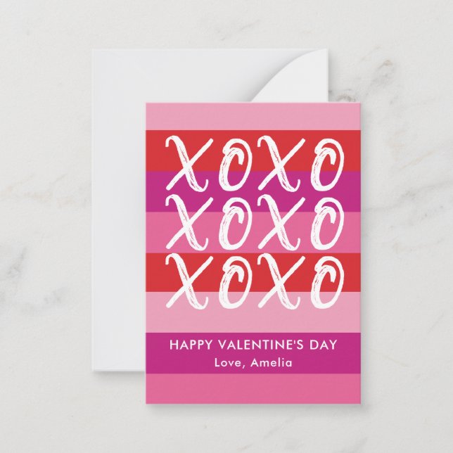 XOXO Classroom Valentine Note Card (Front)
