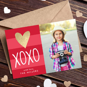 XOXO Colour Block Valentine's Day Photo Card
