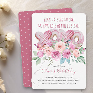 XOXO Cookies and Flowers Girls Birthday Invitation