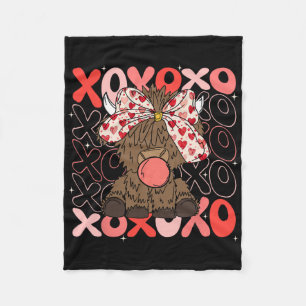 Xoxo Cow Valentine Bubblegum Western Valentines Da Fleece Blanket
