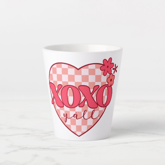 XOXO | Cute & Loving Pink Heart Latte Mug (Front)