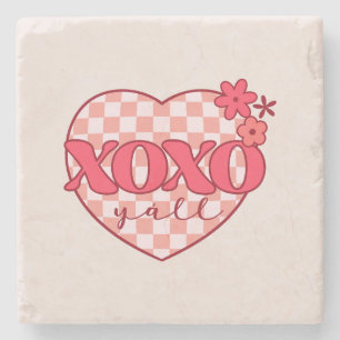 XOXO Cute & Loving Pink Heart Stone Coaster