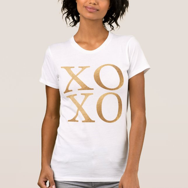 XOXO/Faux Gold/Modern Brush Script T-Shirt (Front)