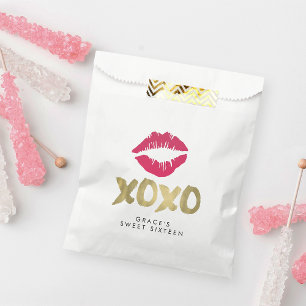 XOXO Faux Gold & Pink Lips Favour Bag