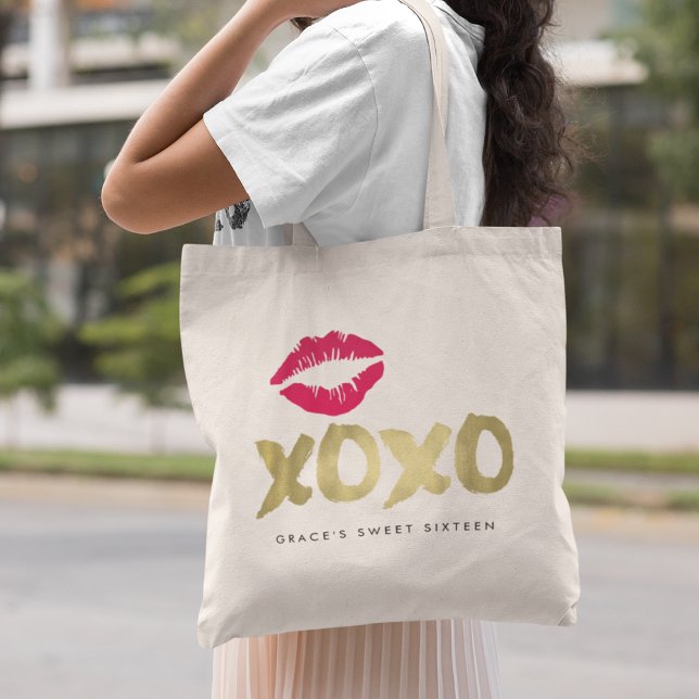 XOXO Faux Gold & Pink Lips Tote Bag (Creator Uploaded)