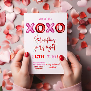 XOXO foil balloon Galentines girls Invitation
