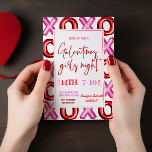 XOXO foil balloon Galentines girls Invitation