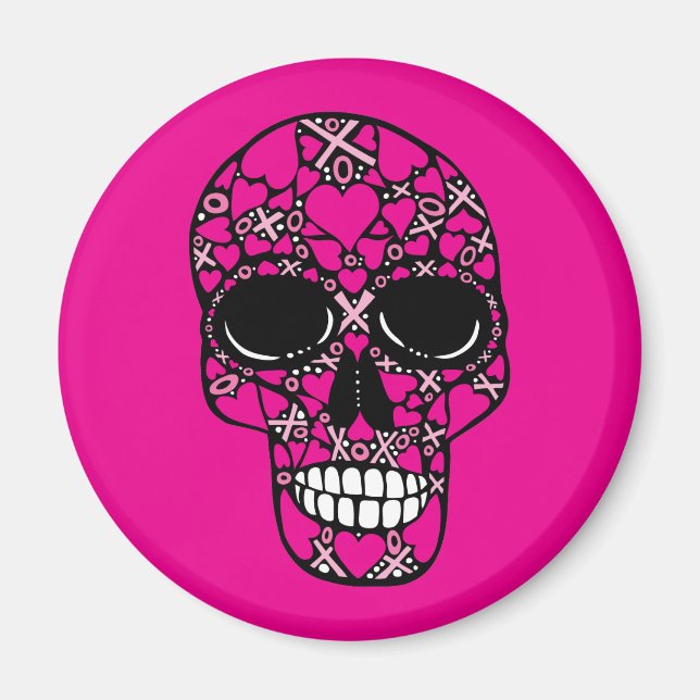 XOXO Forever - Skull Magnet on Pink (Front)