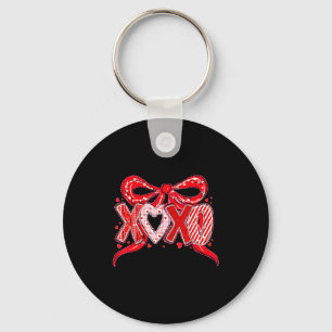 Xoxo Funny Valentines Day Love Coquette Bow Checke Key Ring