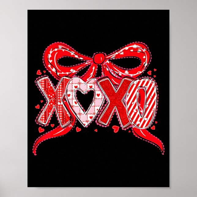 Xoxo Funny Valentines Day Love Coquette Bow Checke Poster (Front)