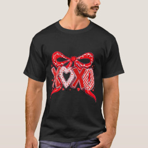 Xoxo Funny Valentines Day Love Coquette Bow Checke T-Shirt