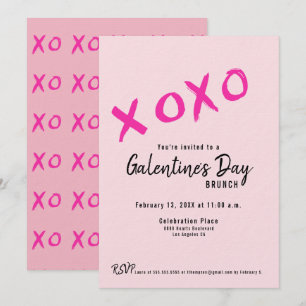 XOXO Galentine’s Day Girls Brunch Pink Modern Invitation