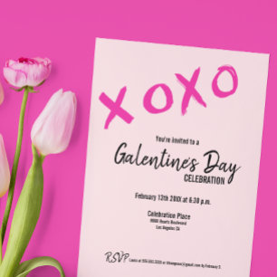 XOXO Galentine's Day Friends Valentines Party Invitation