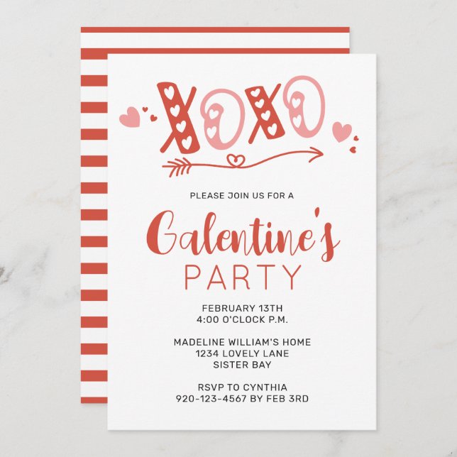 XOXO Galentine's Day Party Invitation (Front/Back)