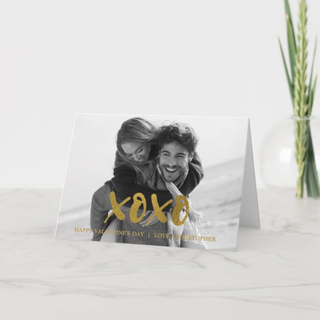 XOXO Gold Foil Valentine's Day Photo Card (Front)