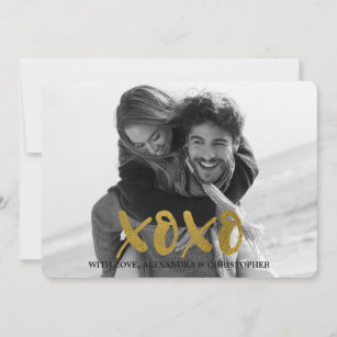 XOXO Gold Foil Valentine's Day Photo Holiday Card