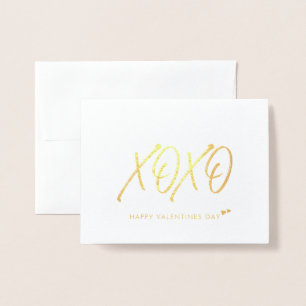 XOXO   Gold Heart Valentine's Day Card