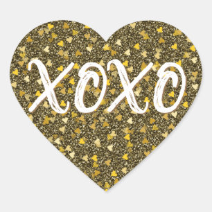 XOXO Golden Hearts Confetti Glitter Heart Sticker