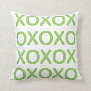 XOXO Green and White Pillow
