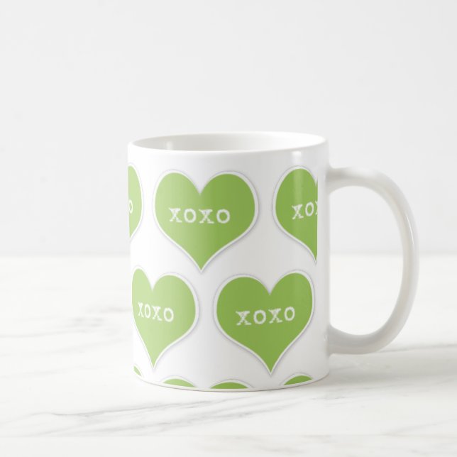 XOXO Green Hearts Mug (Right)