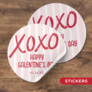 XOXO Hand Drawn Galentine’s Day Party Classic Round Sticker