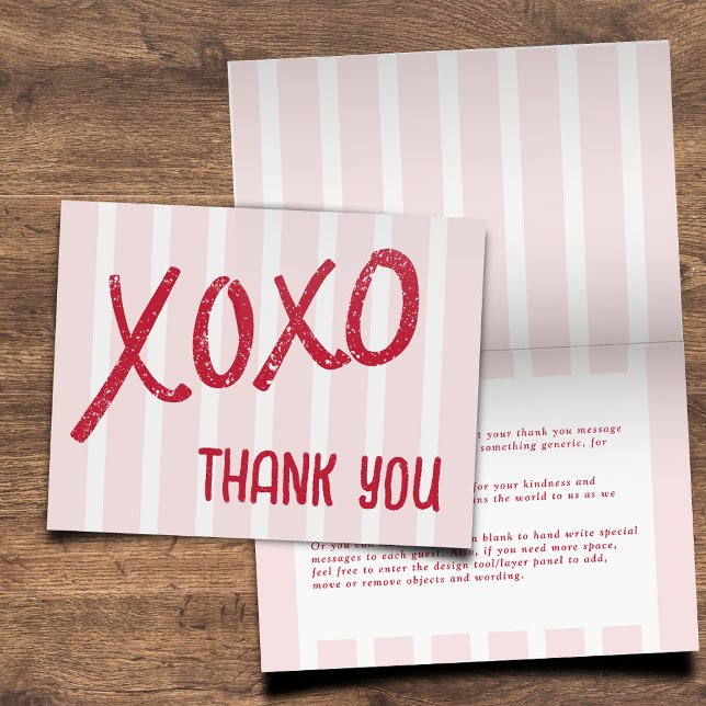 XOXO Hand Drawn Galentine’s Day Party Folding Thank You Card (Creator Uploaded)