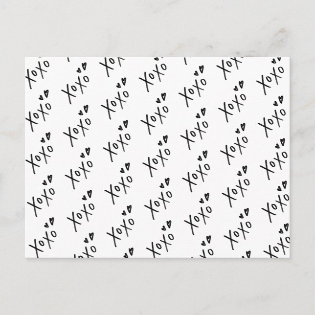 “XOXO” Hand Drawn Lettering Pattern Postcard (Front)
