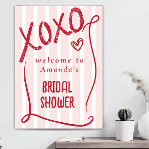 XOXO Hand Drawn Pink Bridal Shower Welcome Poster