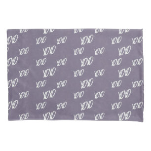 Xoxo handwriting on grey pillowcase