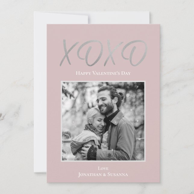 XOXO Happy Valentine's Day Photo Holiday Card (Front)