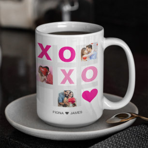 XOXO Happy Valentine's Day Pink Heart Custom Photo Coffee Mug