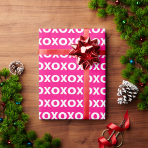 XOXO Happy Valentine's Day Pink Heart Custom Photo Wrapping Paper