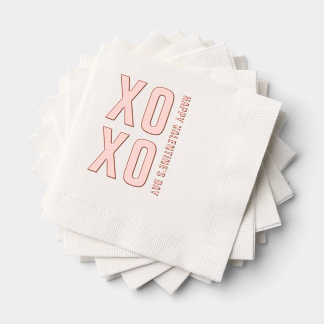 XOXO Happy Valentine's Day Rose Gold Foil Napkins (Insitu (Stacked))