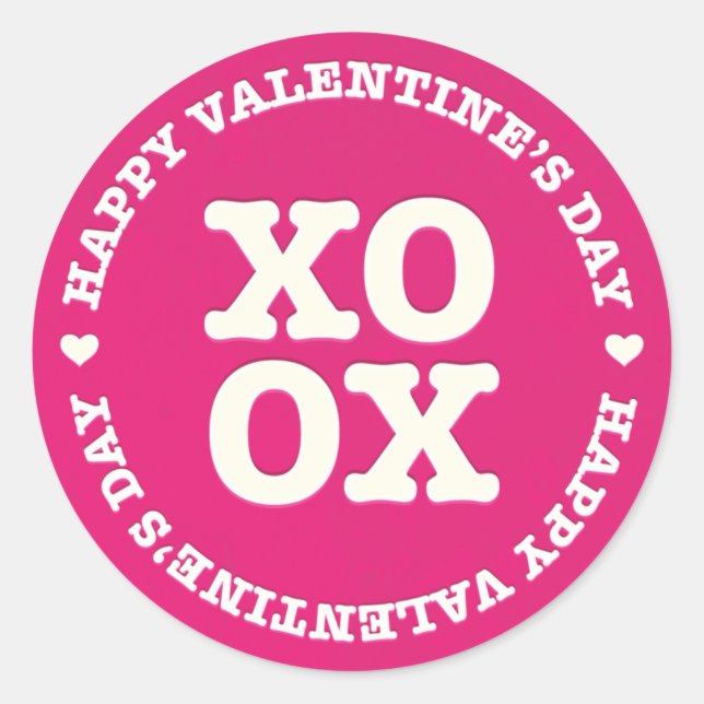 XOXO Happy Valentine's Day Sticker | Pink (Front)