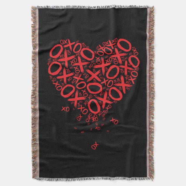 XOXO Heart Christmas Throw Blanket (Front Vertical)