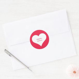 xoxo heart classroom valentine's day card classic round sticker