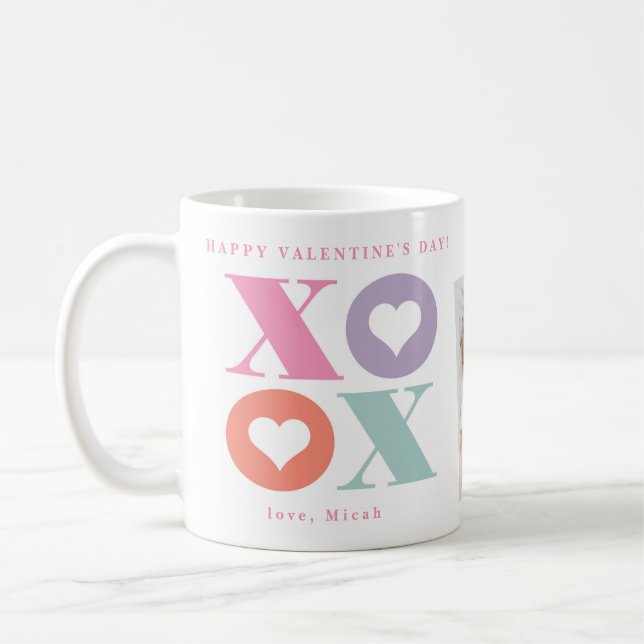 Xoxo Heart Happy Valentine's Day Two Photo Coffee Mug (Left)