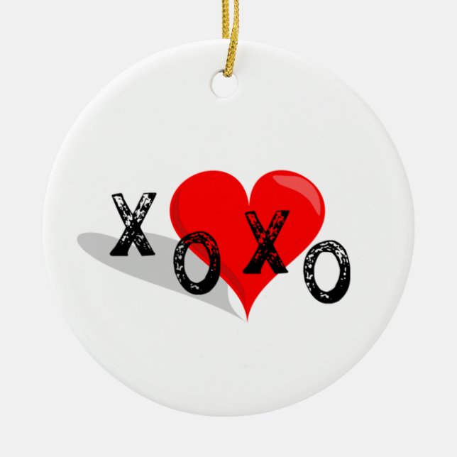XOXO Heart Hugs and Kisses Ceramic Ornament (Front)