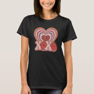 XOXO Heart Hugs and Kisses Valentines Day Groovy L T-Shirt