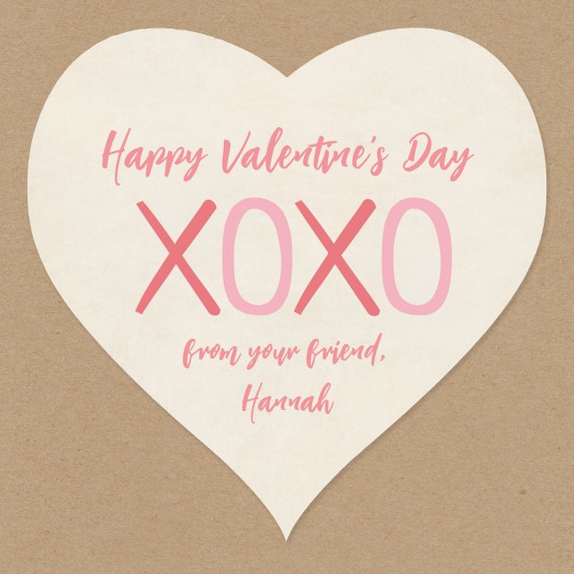 XOXO Heart Kids Classroom Valentine's Day Party Heart Sticker (Creator Uploaded)
