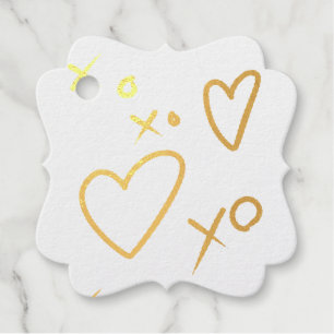 Xoxo Heart Metallic Print Favour Tags