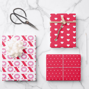 XOXO Heart Pattern Wrapping Paper Sheet